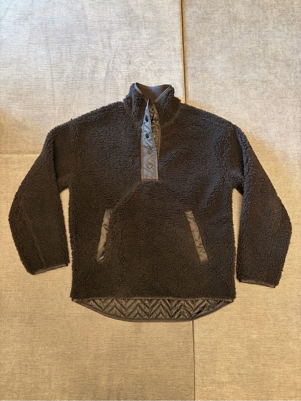 Athleta black cozy Sherpa snap fleece black pullover